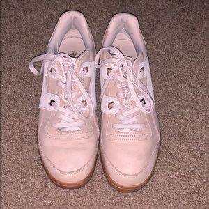 Reebok pink suede sneakers